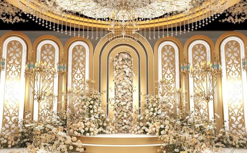 济南香槟色调婚礼堂效果展示